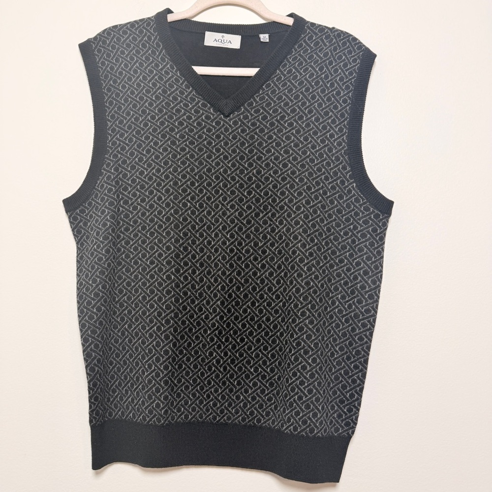 Aqua Black and Gray Men's Sweater Vest